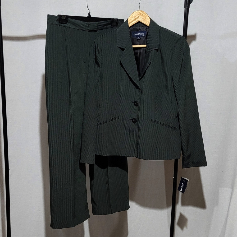 Evan Picone suit vintage pin stripe blazer jacket trousers pants 90s 8 petite